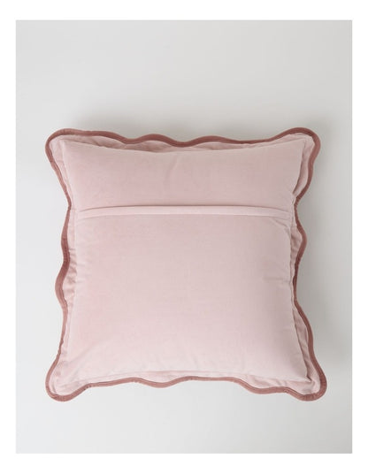 Velvet Scalloped Cushion in Deep Pink