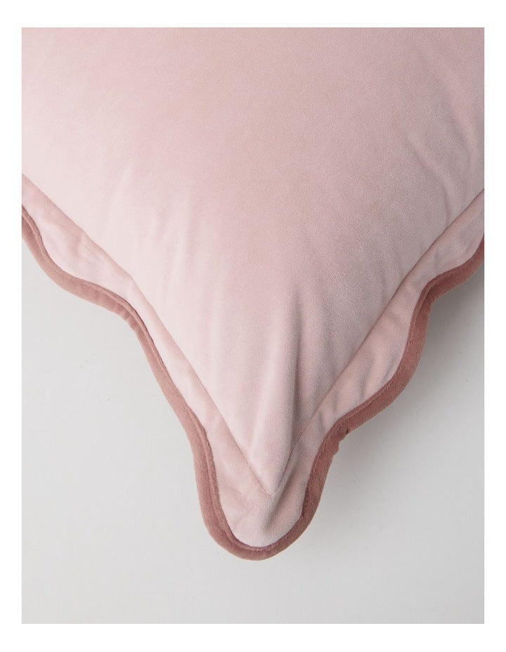 Velvet Scalloped Cushion in Deep Pink