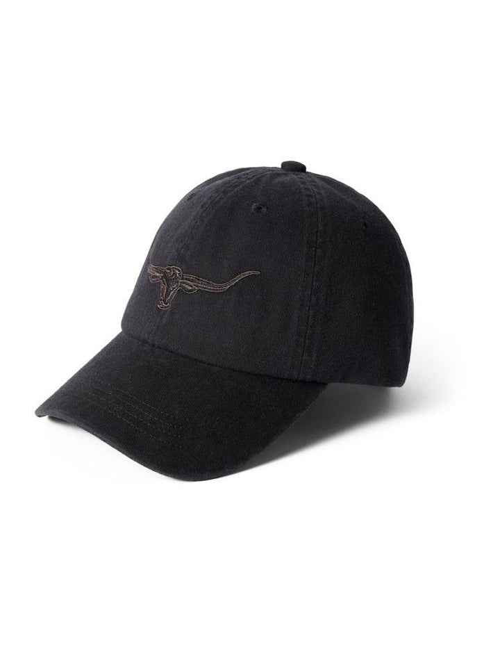 Longhorn Twill Cap Hat in Black Wash