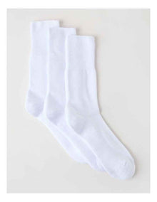 3 Pack Loose Top Crew Sports Socks in White