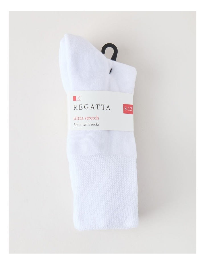 3 Pack Loose Top Crew Sports Socks in White