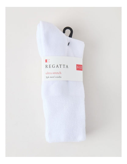 3 Pack Loose Top Crew Sports Socks in White