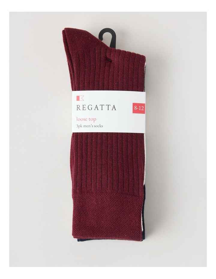 3 Pack Soft Top Rib Socks in Plum, Ivory and Navy