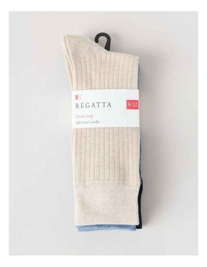 3 Pack Soft Top Rib Socks in Oatmeal, Denim, and Sky