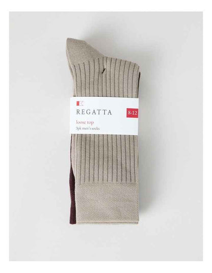 3 Pack Soft Top Rib Socks in Cobblestone, Forest, and Burgundy