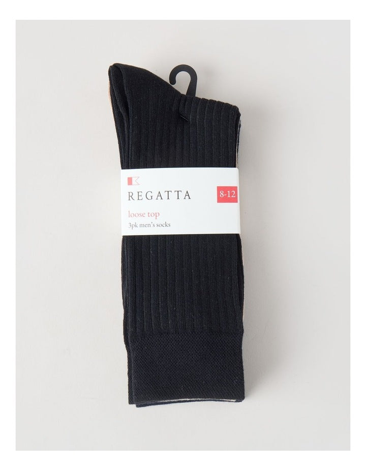 3 Pack Soft Top Rib Socks in Black, Sand, and Denim