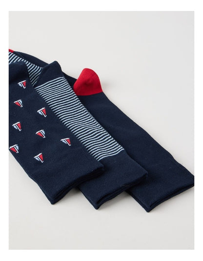 3 Pack Nautical Soft Top Socks
