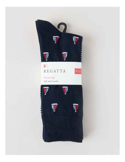 3 Pack Nautical Soft Top Socks