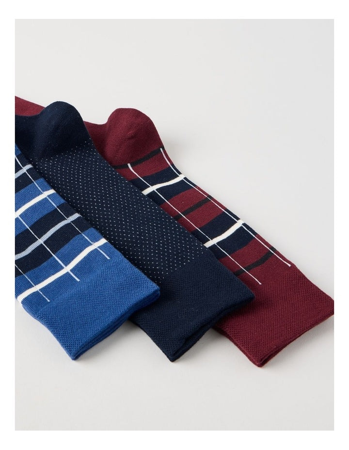 3 Pack Stripes Soft Top Socks