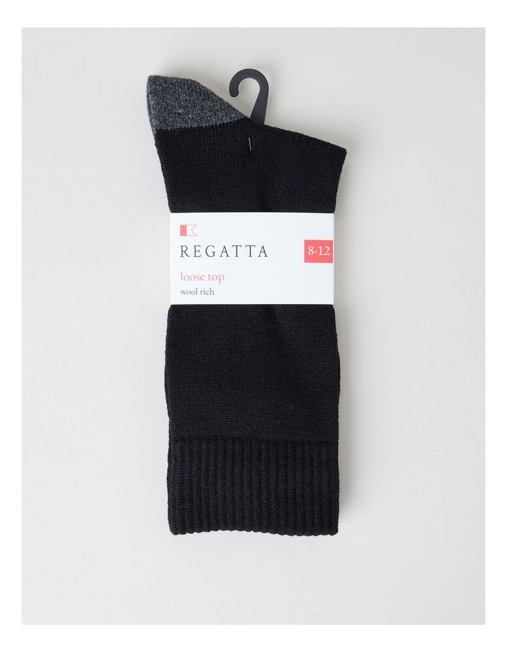 Merino Wool Boot Socks in Black and Moss Marle