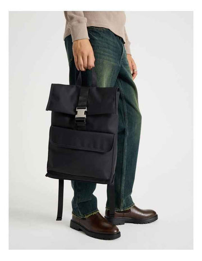 Rubberised Backpack Bag in Black