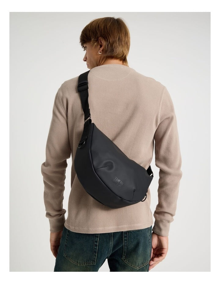 Rubberised Crossbody Bag in Black