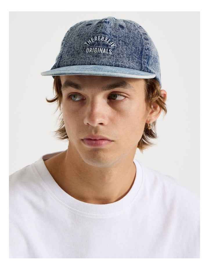 4 Panel Flat Brim Cap in Denim