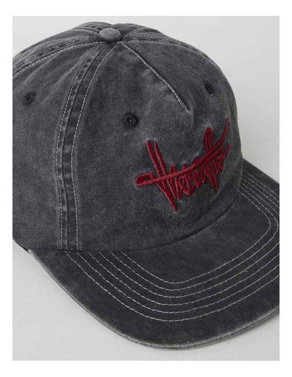 4 Panel Flat Brim Washed Cap in Black
