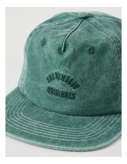 4 Panel Flat Brim Washed Cap Hat in Green