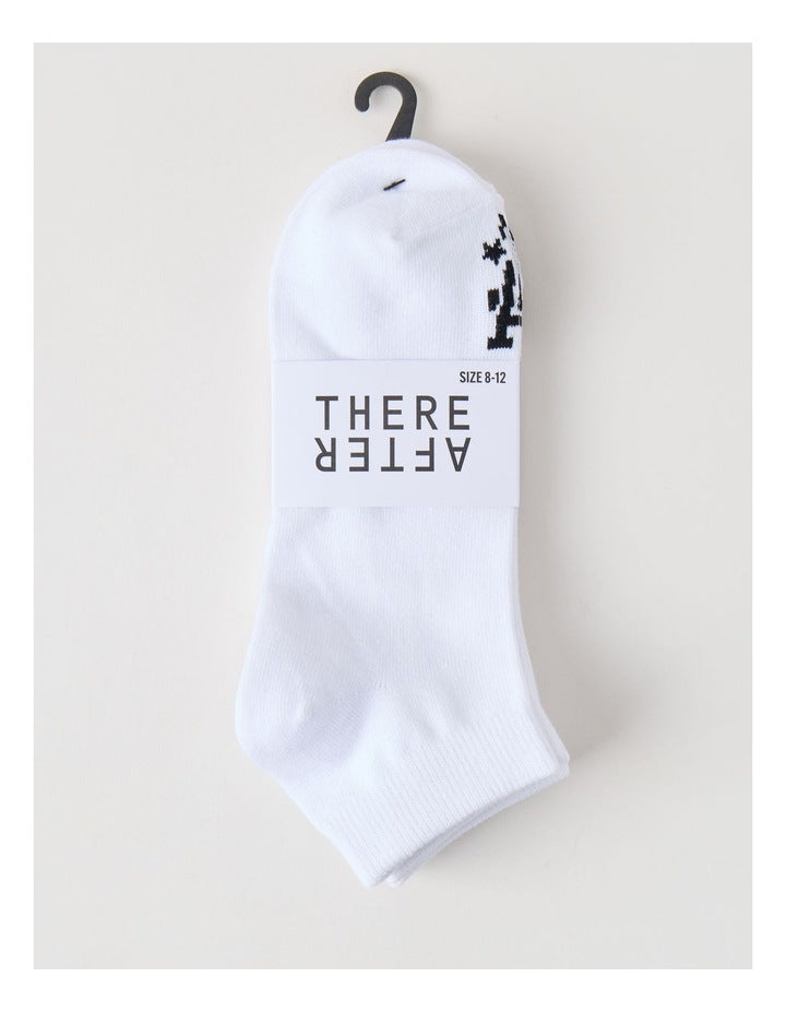 3 Pack Sneaker Logo Socks in White