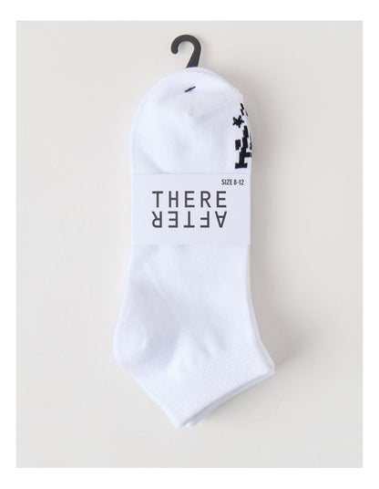 3 Pack Sneaker Logo Socks in White
