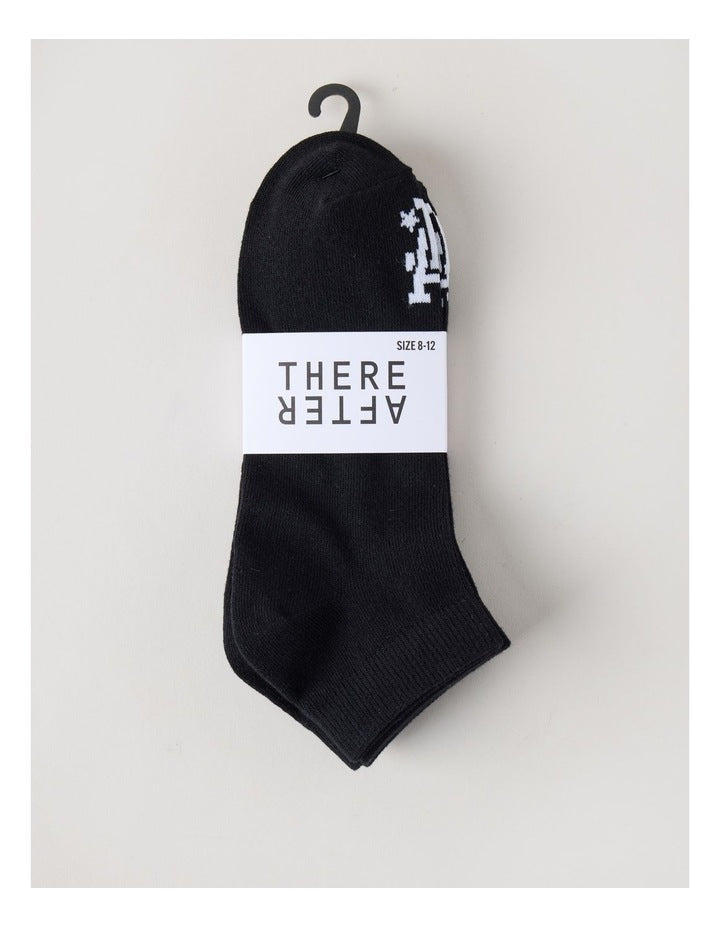 3 Pack Sneaker Logo Socks in Black