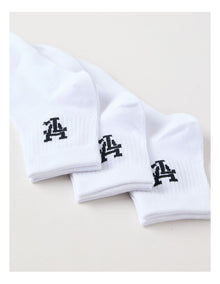 3 Pack Ankle Crew Logo Socks in White