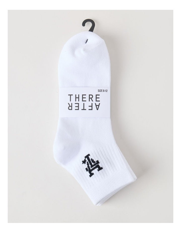3 Pack Ankle Crew Logo Socks in White