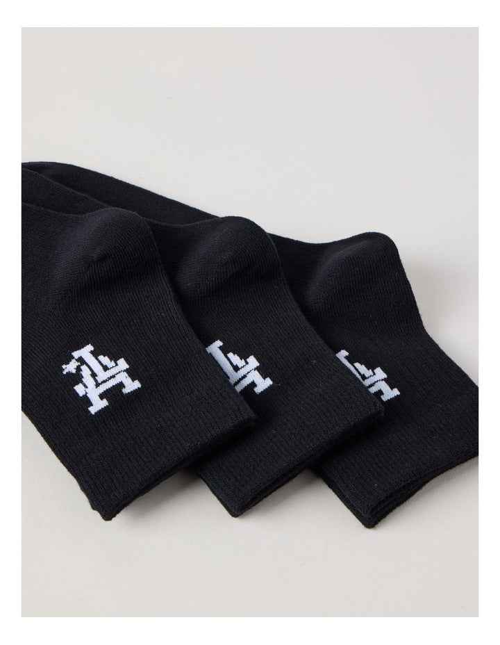 3 Pack Ankle Crew Logo Socks in Black