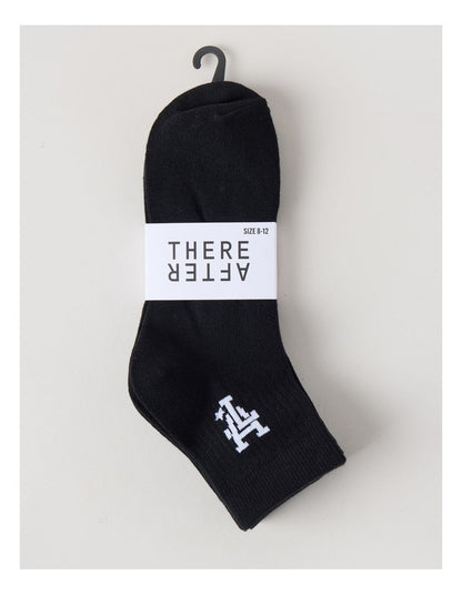 3 Pack Ankle Crew Logo Socks in Black