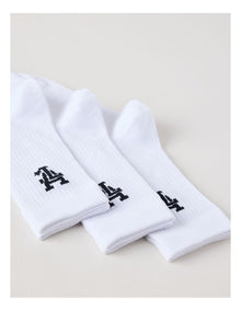 3 Pack Crew Logo Socks in White