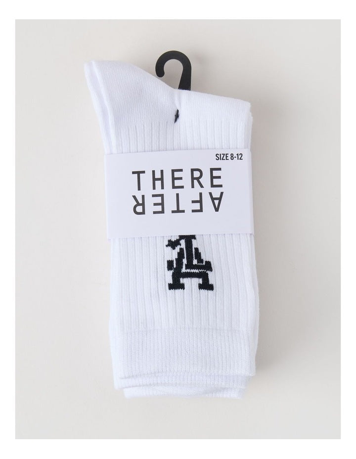 3 Pack Crew Logo Socks in White
