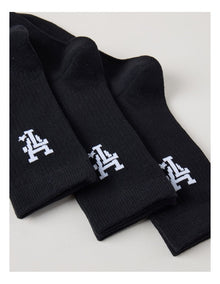 3 Pack Crew Logo Socks in Black