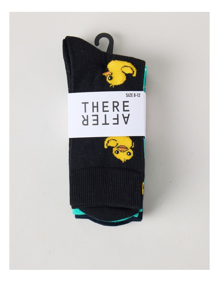 3 Pack Novelty Socks in Black and Emerald