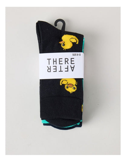 3 Pack Novelty Socks in Black and Emerald