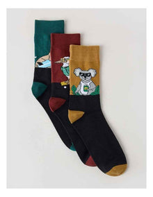 3 Pack Novelty Socks in Jasper, Ochre, and Ginger