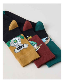 3 Pack Novelty Socks in Jasper, Ochre, and Ginger