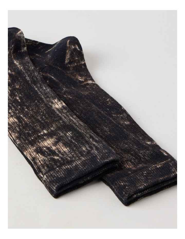 2 Pack Pigment Dye Rib Socks in Black and Dark Brown
