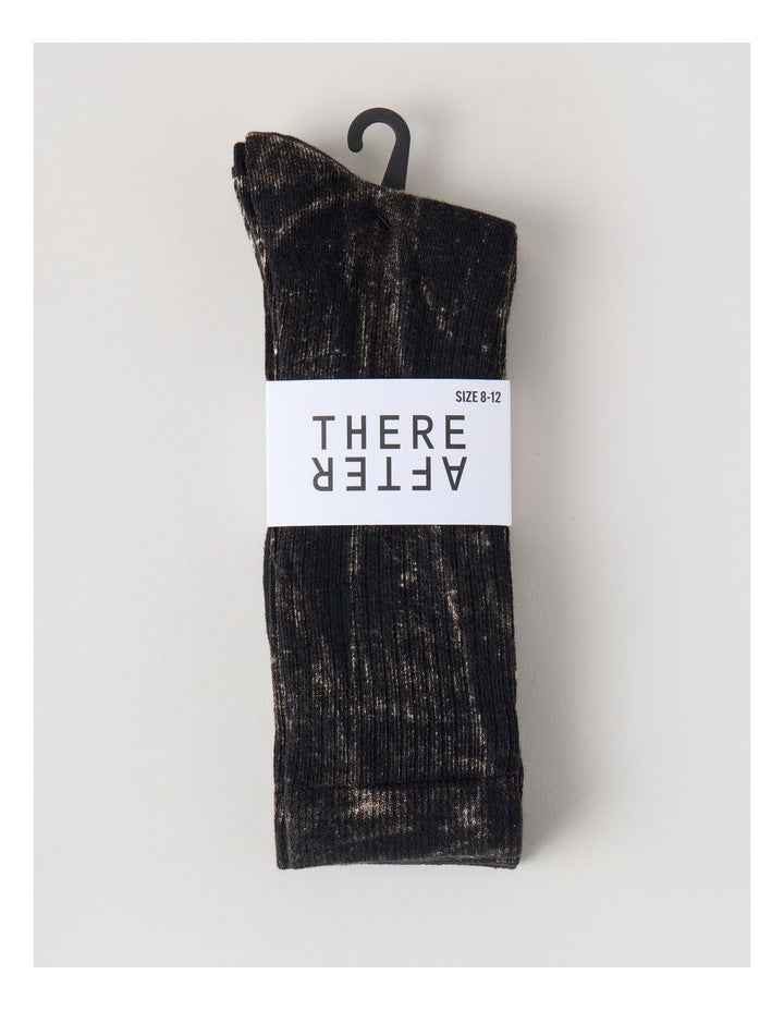 2 Pack Pigment Dye Rib Socks in Black and Dark Brown
