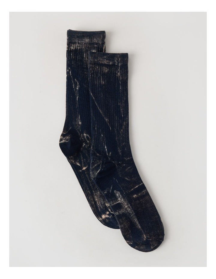 2 Pack Pigment Dye Rib Socks in Navy and Dusky Green