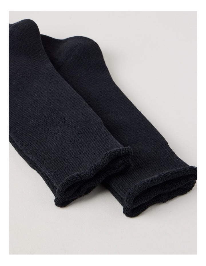 2 Pack Cotton Terry Socks in Black