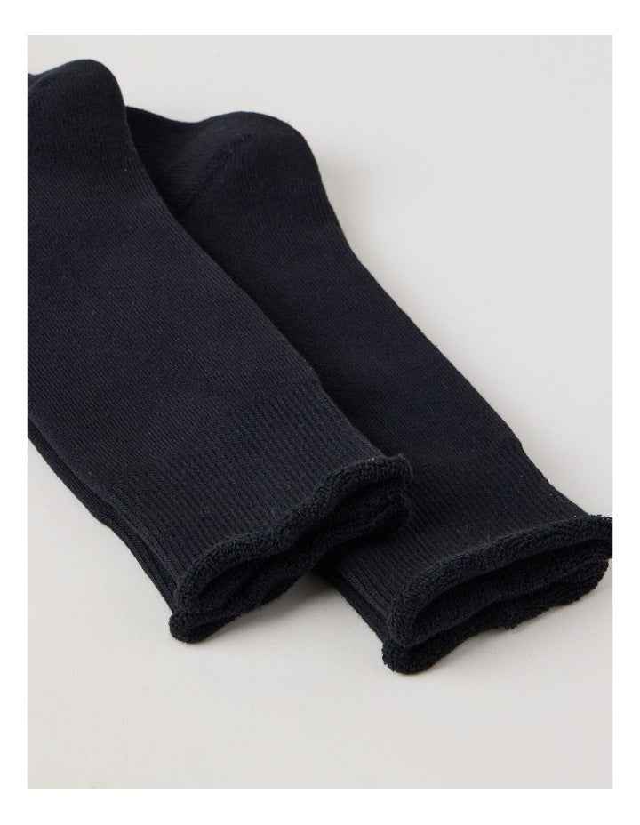 2 Pack Cotton Terry Socks in Black