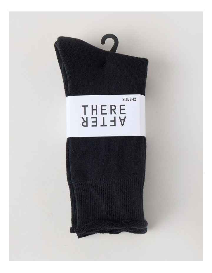 2 Pack Cotton Terry Socks in Black