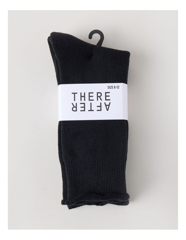 2 Pack Cotton Terry Socks in Black
