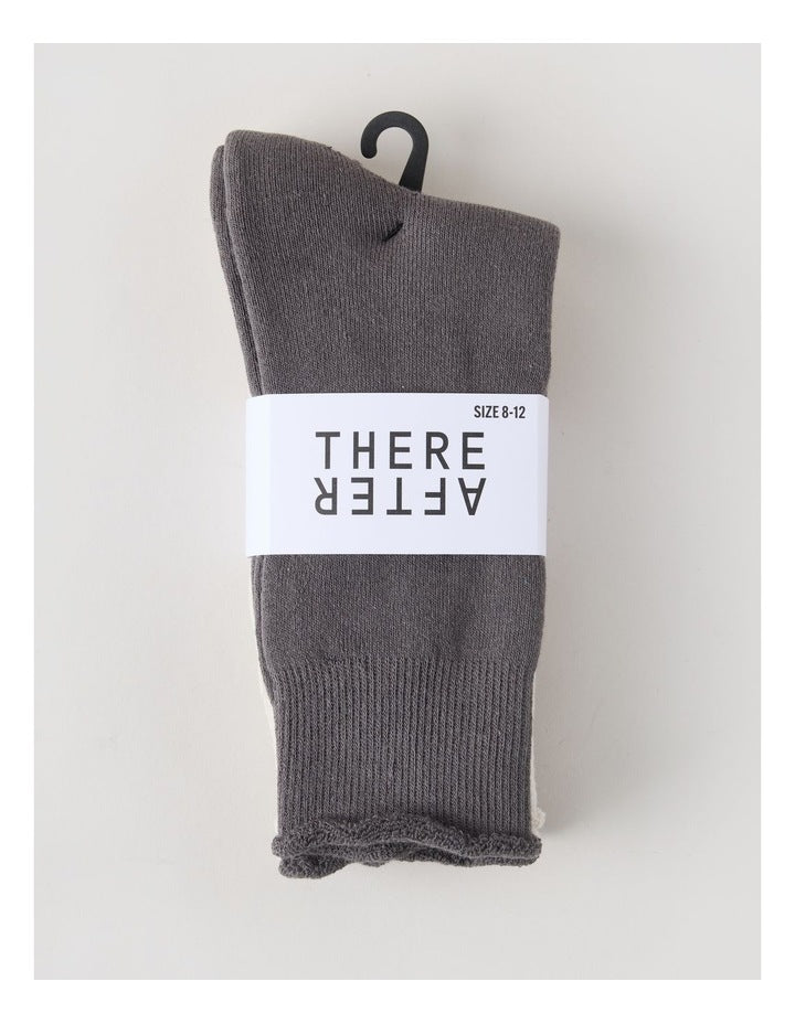 2 Pack Cotton Terry Socks in Warm Grey and Moonbeam