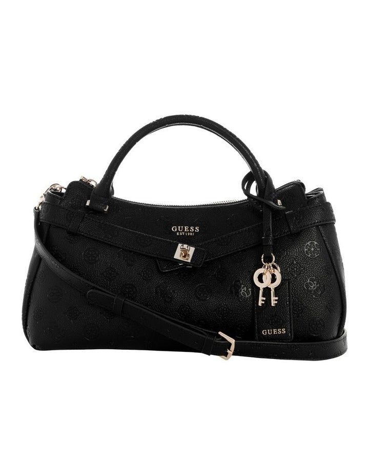 Ella Logo Satchel Bag in Black Logo