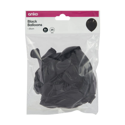 25 Piece Balloons - Black