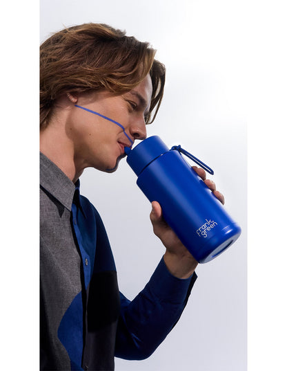 34oz Stainless Steel Ceramic Bottle BlueCarbon with Flip Lid