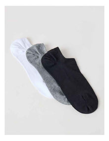 3 Pack Lowcut Liner Socks in Black, Grey, & White