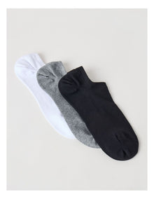 3 Pack Lowcut Liner Socks in Black, Grey, & White