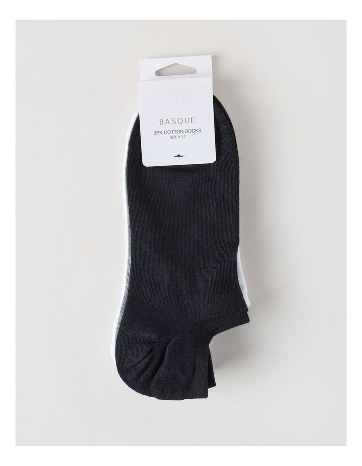 3 Pack Lowcut Liner Socks in Black, Grey, & White