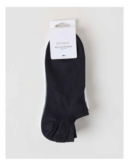 3 Pack Lowcut Liner Socks in Black, Grey, & White