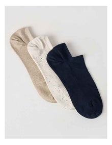3 Pack Lowcut Liner Socks in Navy, Stone, & Pumice