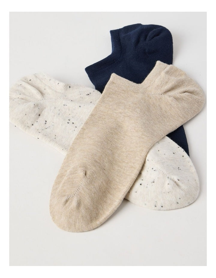 3 Pack Lowcut Liner Socks in Navy, Stone, & Pumice